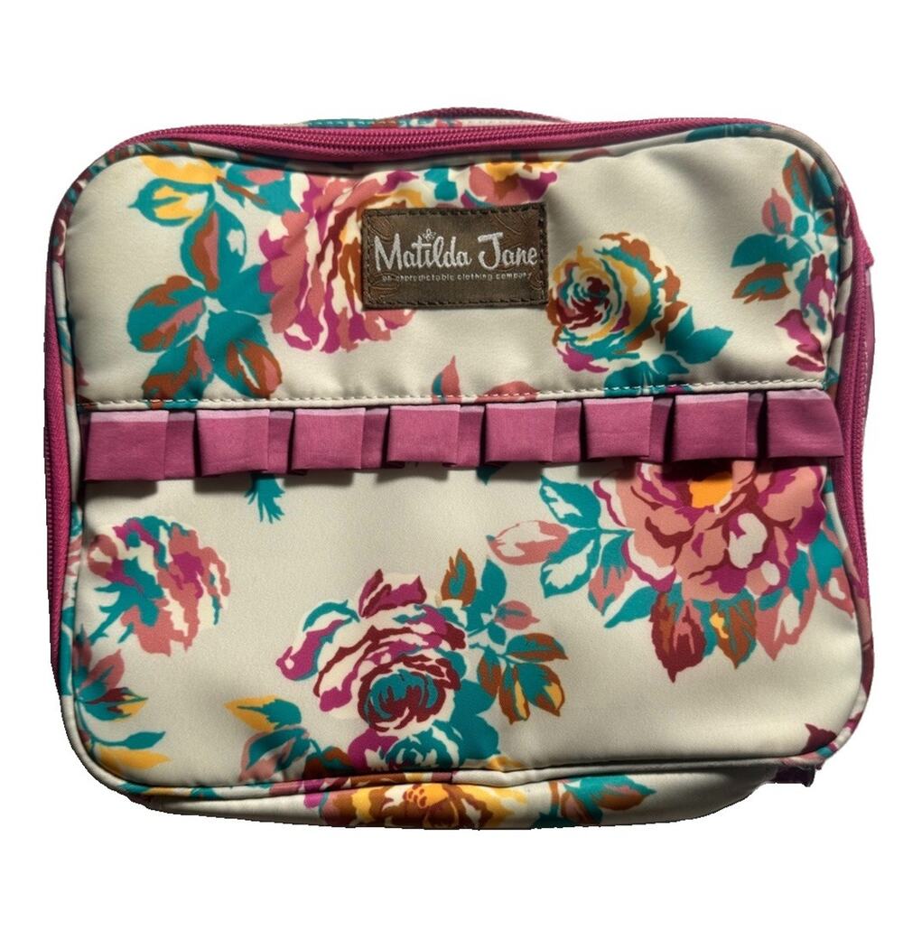 Matilda Jane Floral Insulated Lunch Bag Box Pink Ruffle Zipper Handle